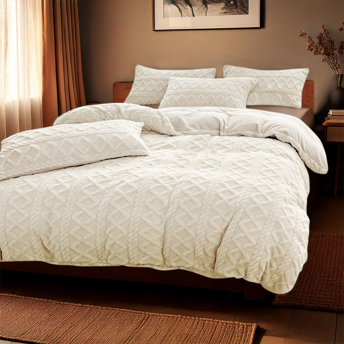 Dekbedovertrek Set Jacquard Teddy Whisper White