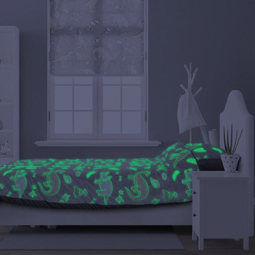 Dekbedovertrek Glow in the dark - Dinosaurus Grijs