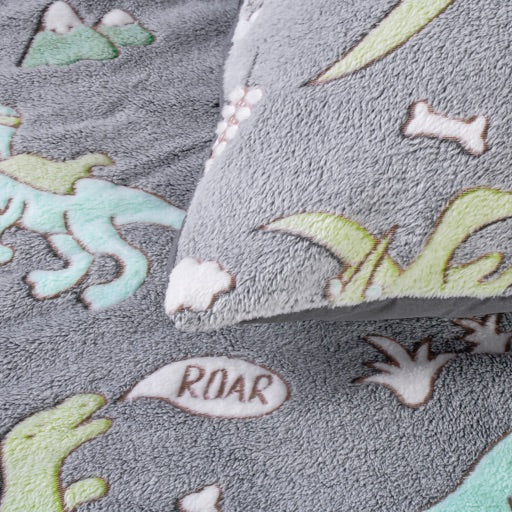 Dekbedovertrek Glow in the dark - Dinosaurus Grijs