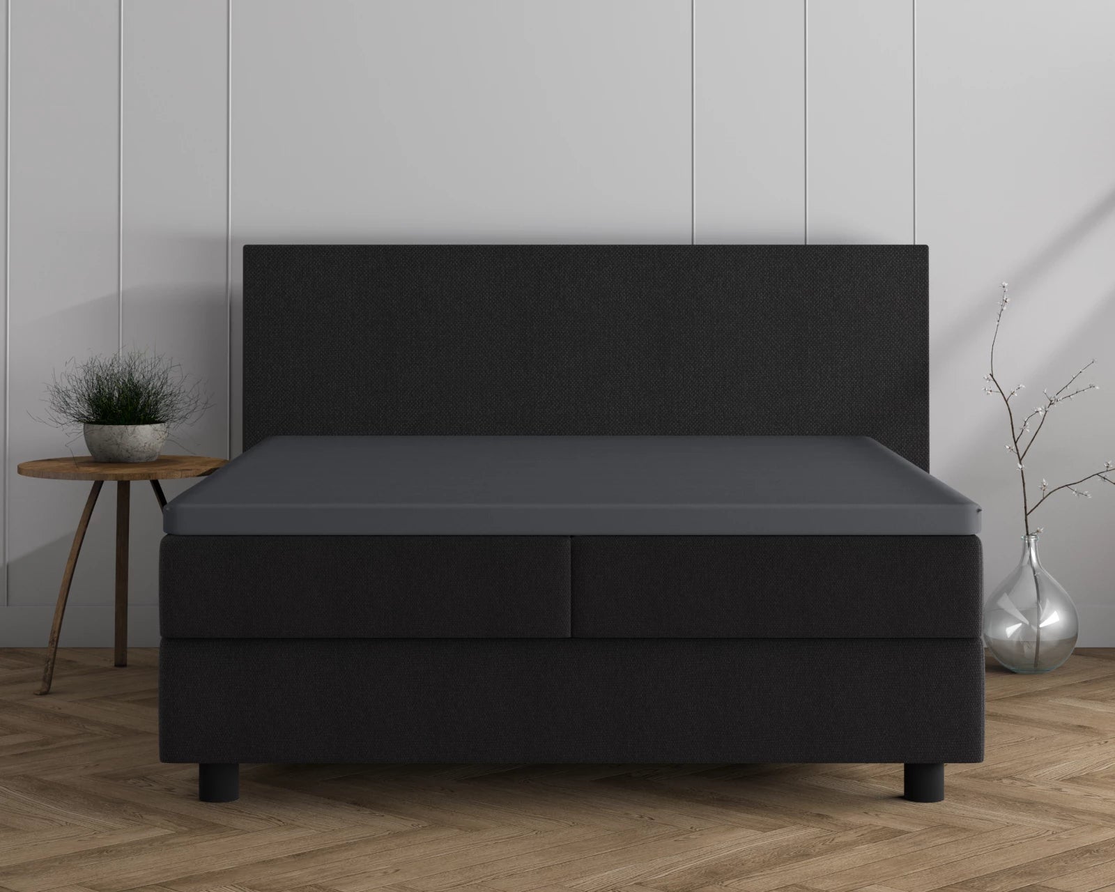 Dubbel Jersey Topper Hoeslaken Zwart