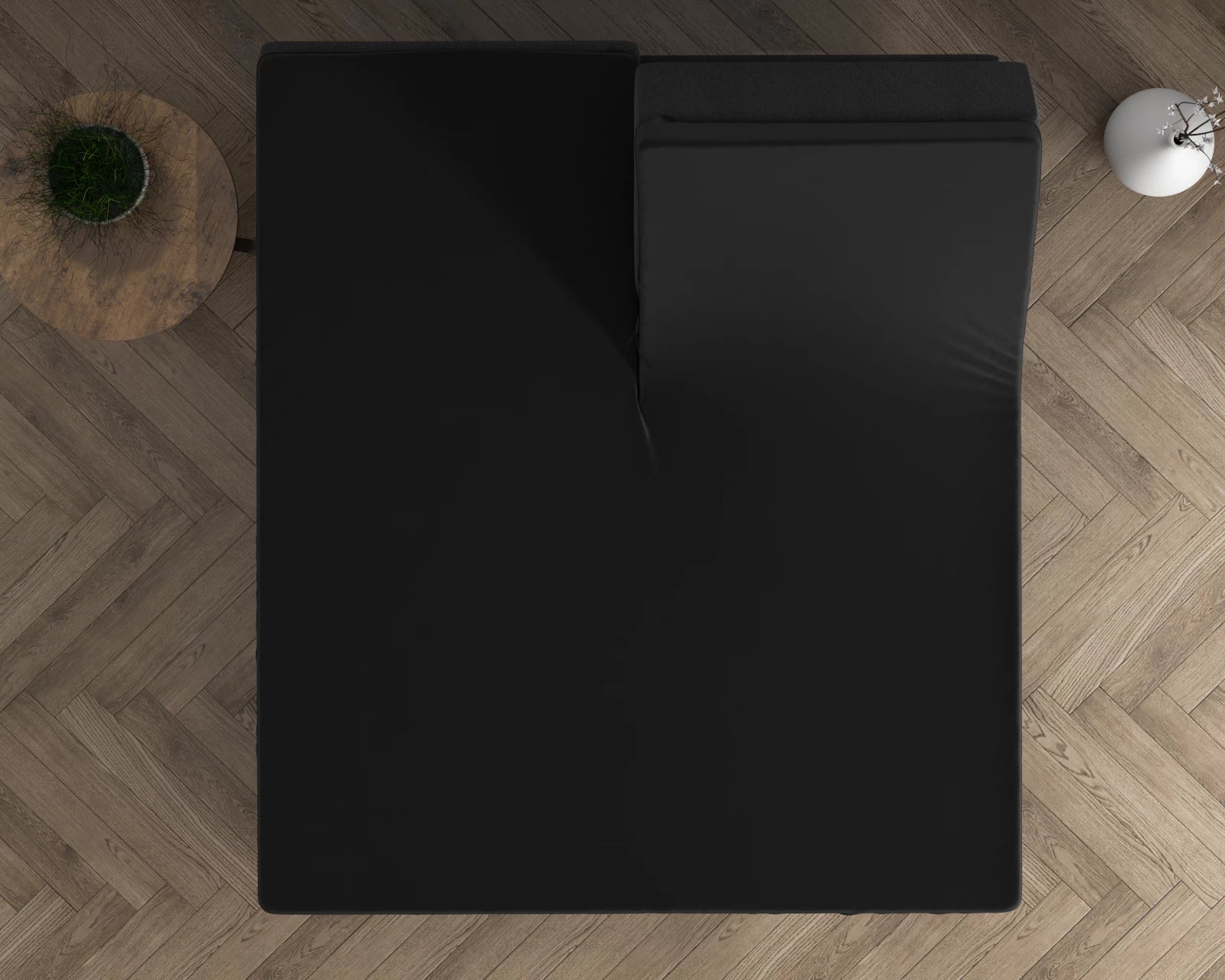 Dubbel Jersey Splittopper Hoeslaken Zwart