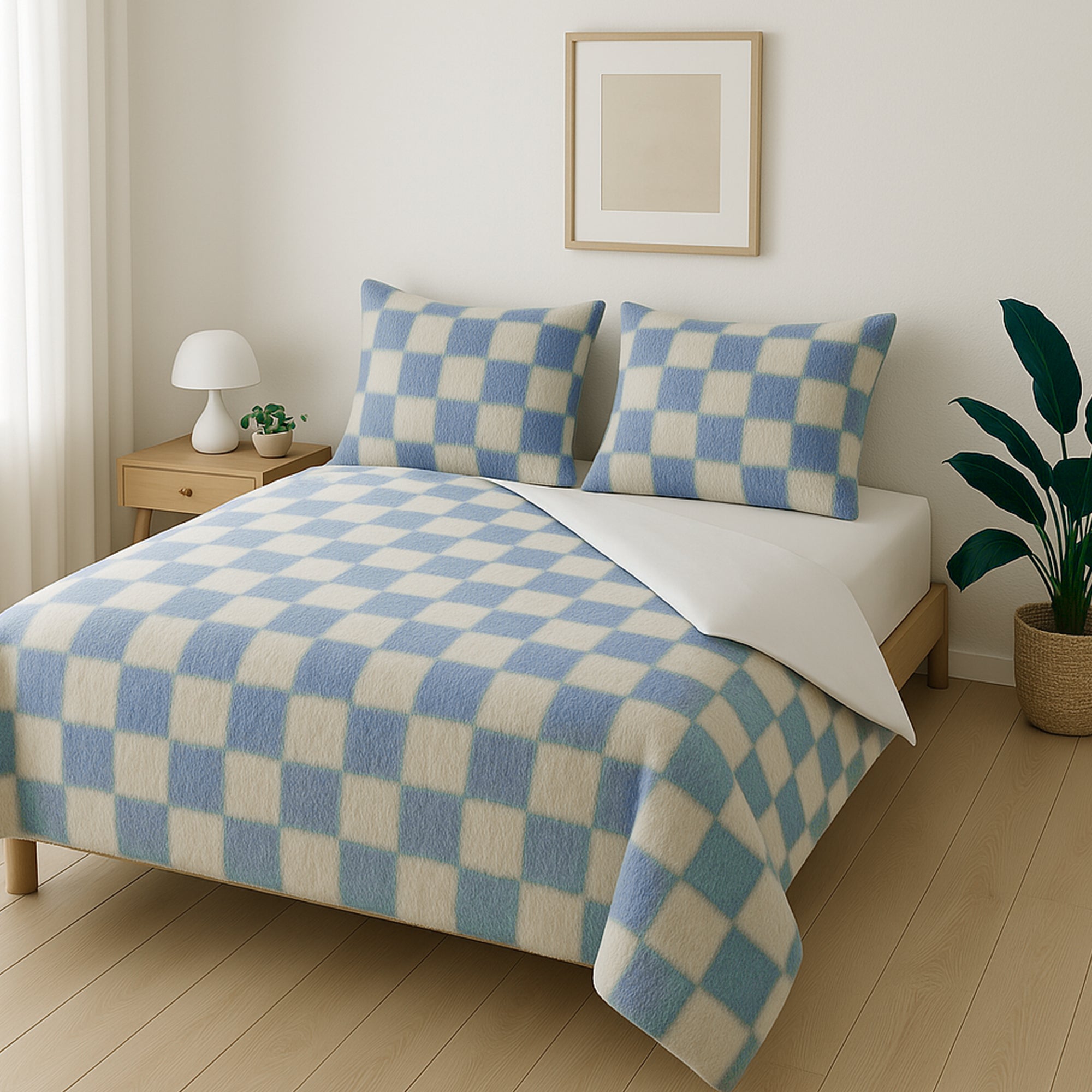 Dekbedovertrekset Soft Velvet Fleece Chess Blauw