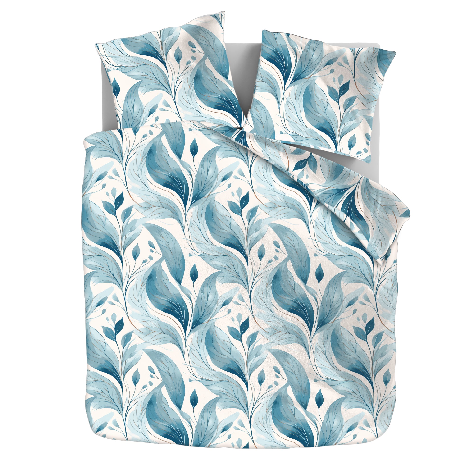 Dekbedovertrek Set Microvezel Blue gold leafs