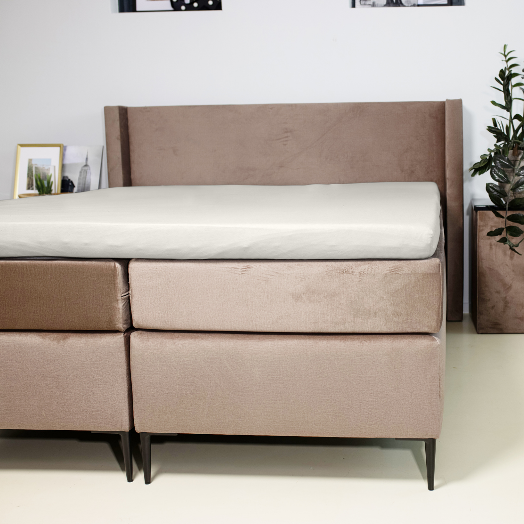 Topper Hoeslaken Luxe Dubbel Jersey Pearl White