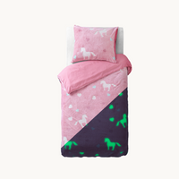 Dekbedovertrek Glow in the dark - Unicorn Roze