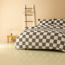 Dekbedovertrekset Soft Velvet Fleece Chess Zwart