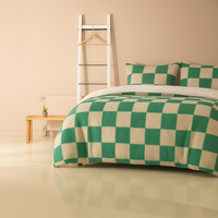 Dekbedovertrekset Soft Velvet Fleece Chess Groen