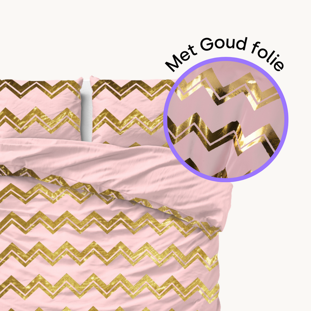 Dekbedovertrek Glamour Wave Goud Roze