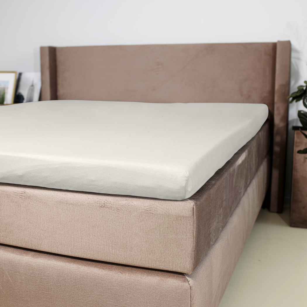 Topper Hoeslaken Luxe Dubbel Jersey Pearl White