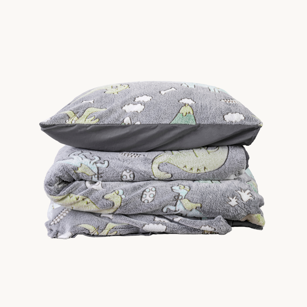 Dekbedovertrek Glow in the dark - Dinosaurus Grijs