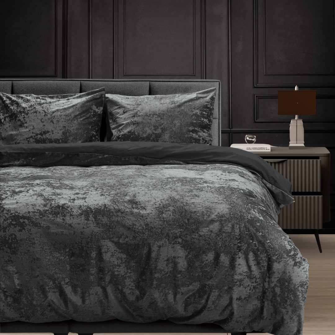 Dekbedovertrek Velvet Chenille Volcanic antraciet