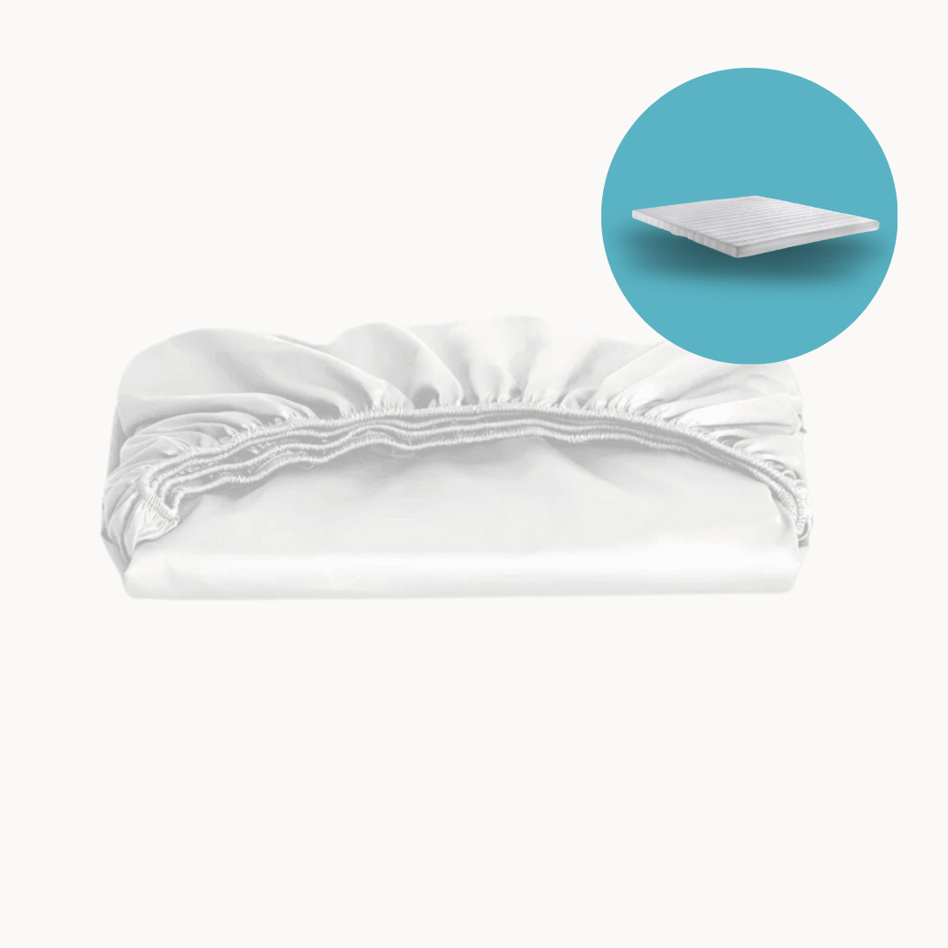 Topper Hoeslaken Katoen Satijn Porcelain White
