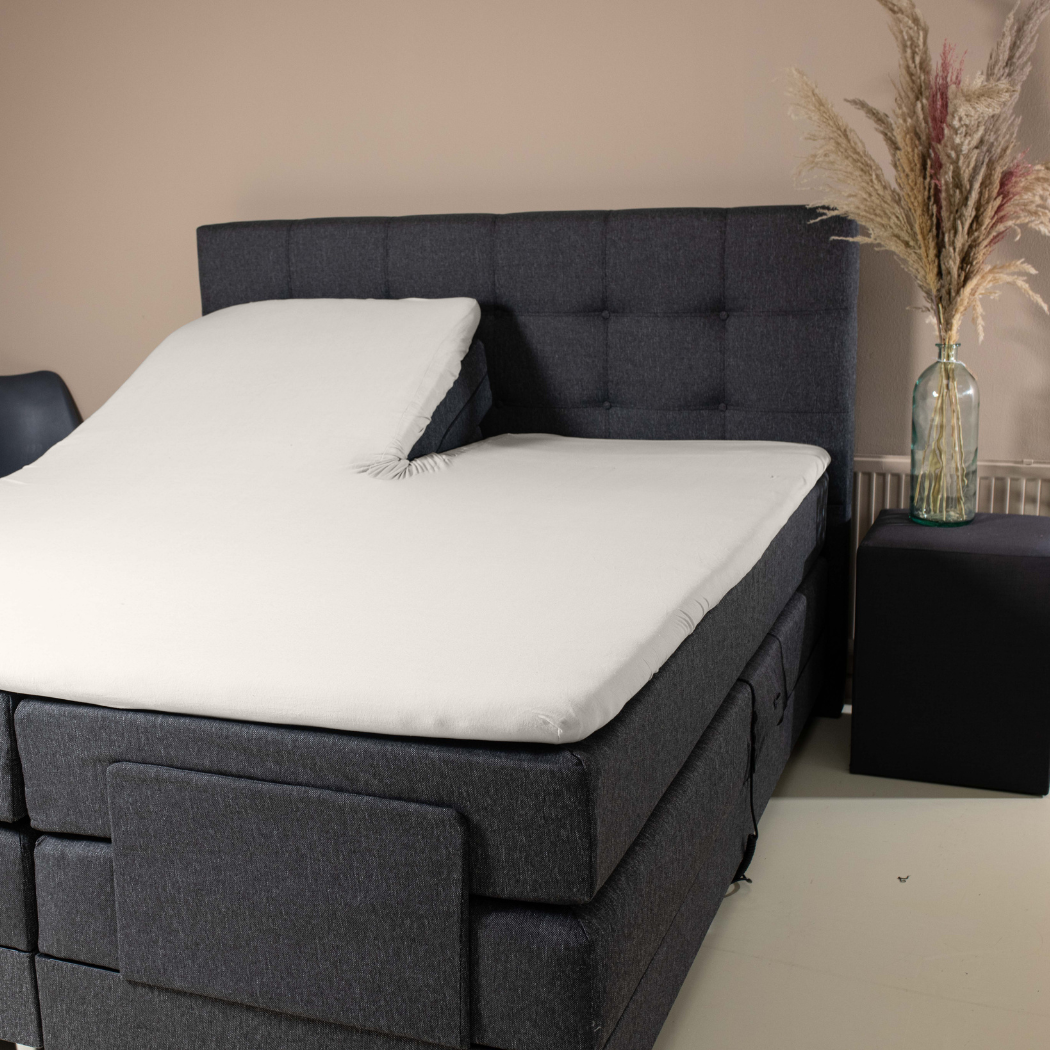 Splittopper Hoeslaken Luxe Dubbel Jersey Pearl White