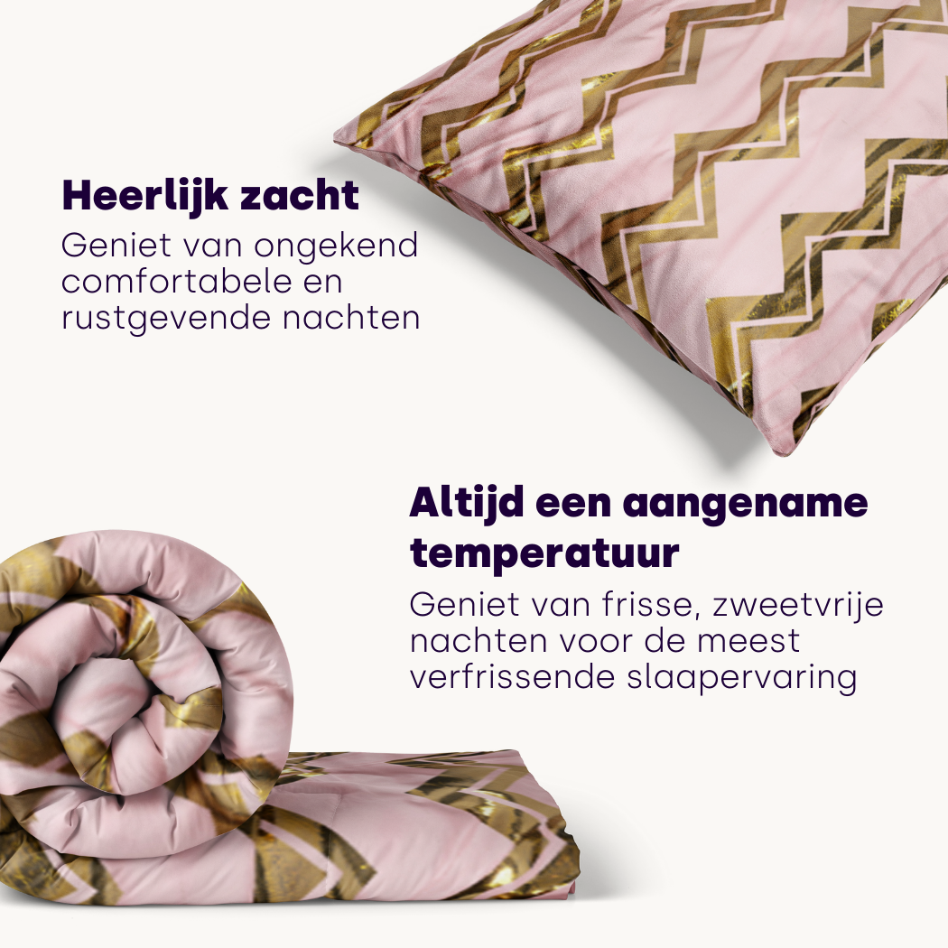 Dekbedovertrek Glamour Wave Goud Roze