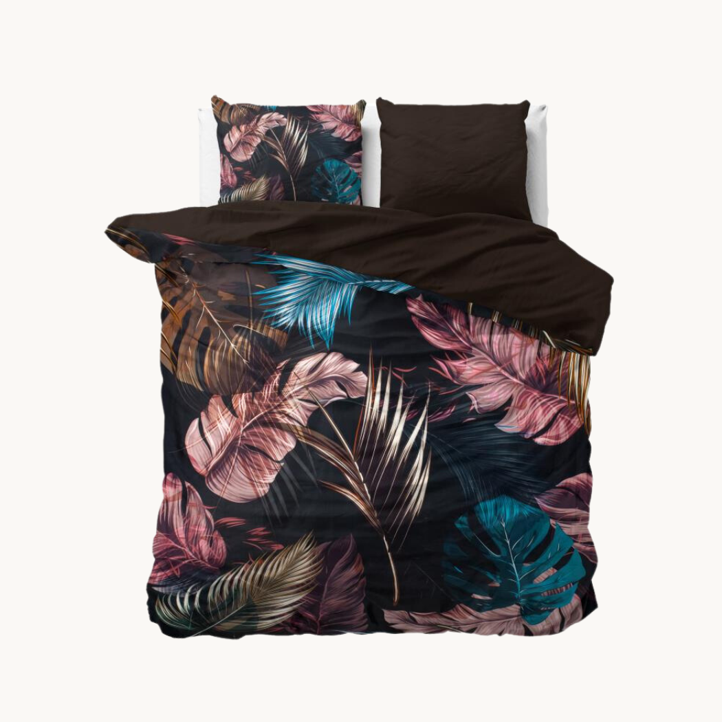Elegante Zwart Satijnen Dekbedovertrekset - Isabella Collection