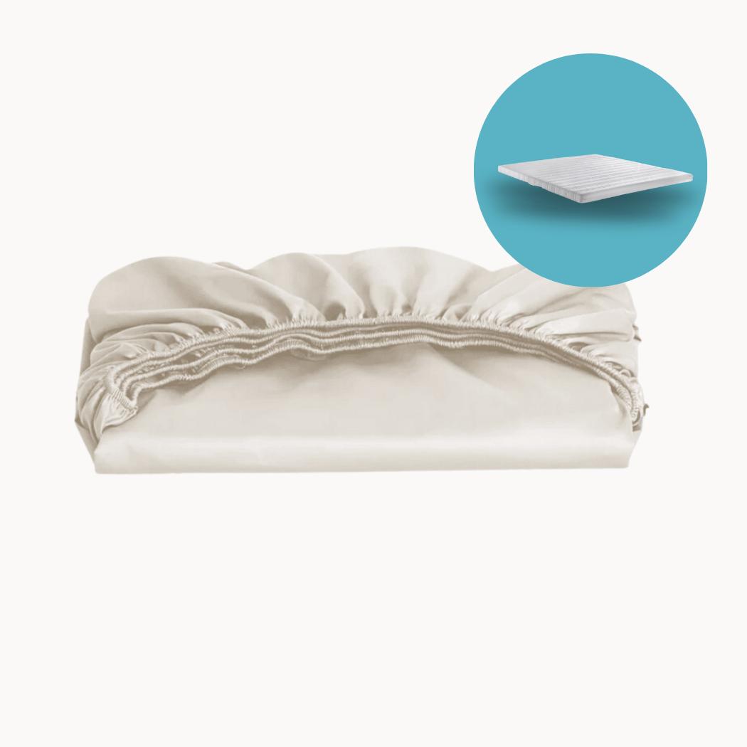 Topper Hoeslaken Katoen Satijn Pearl White