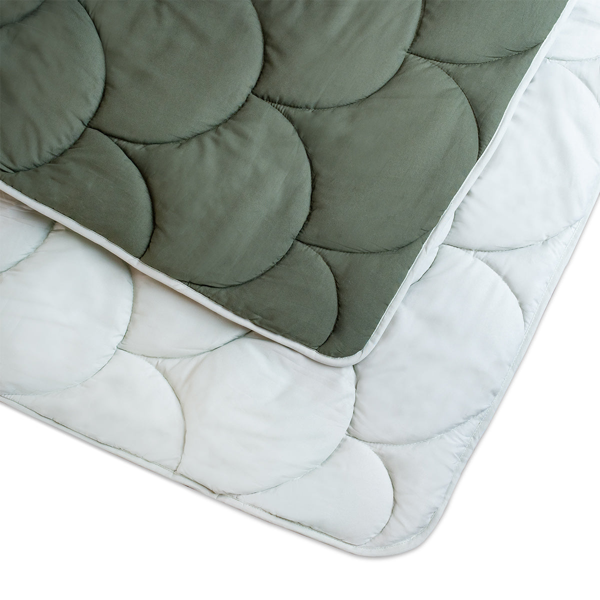 Dekbed Zonder Overtrek Mat Satijn Grey/Olive Green