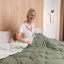 Dekbed Zonder Overtrek Mat Satijn Grey/Olive Green