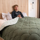 Dekbed Zonder Overtrek Mat Satijn Grey/Olive Green
