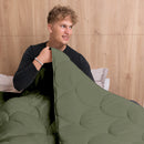 Dekbed Zonder Overtrek Mat Satijn Olive Green