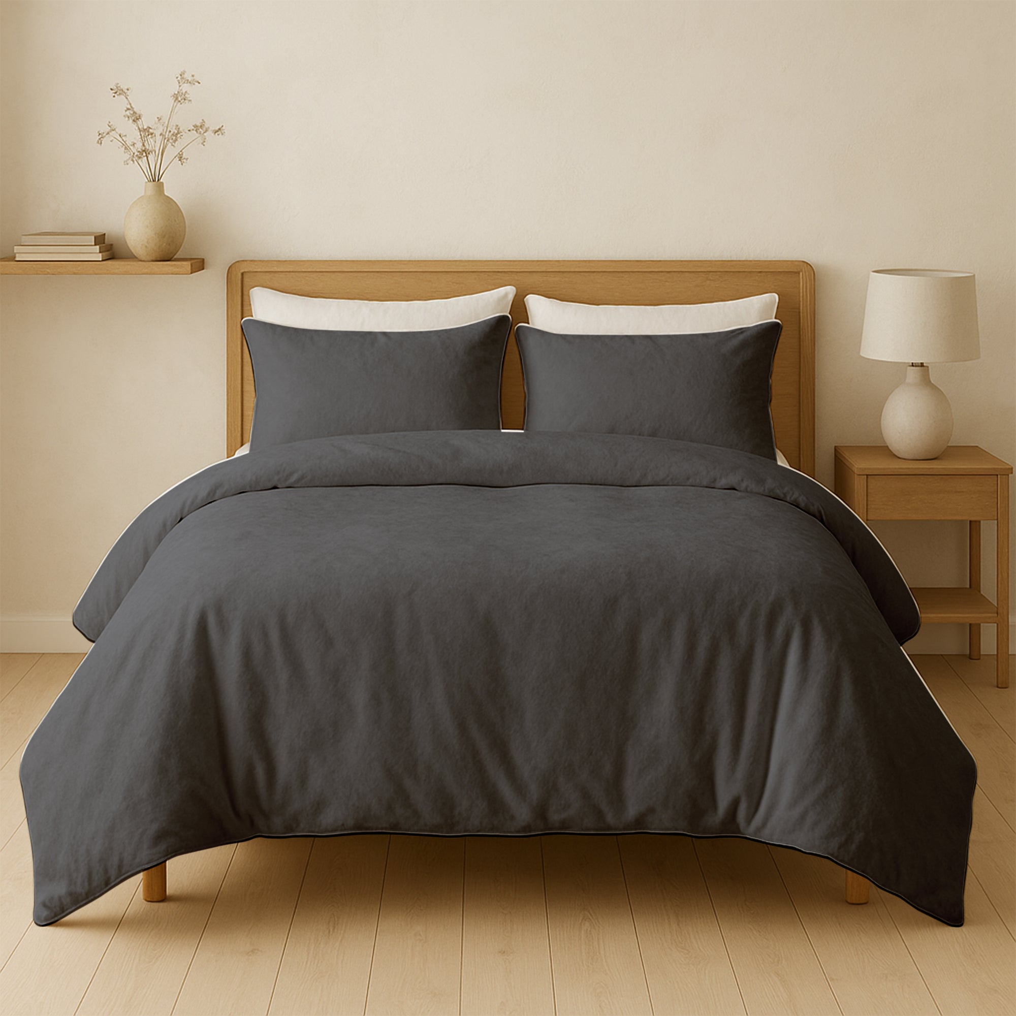 Dekbedovertrek Set Velvet Anthracite