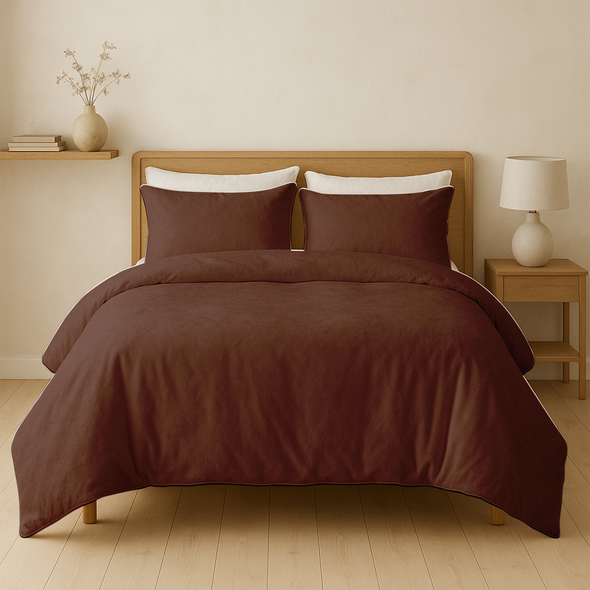Dekbedovertrek Set Velvet Cognac brown
