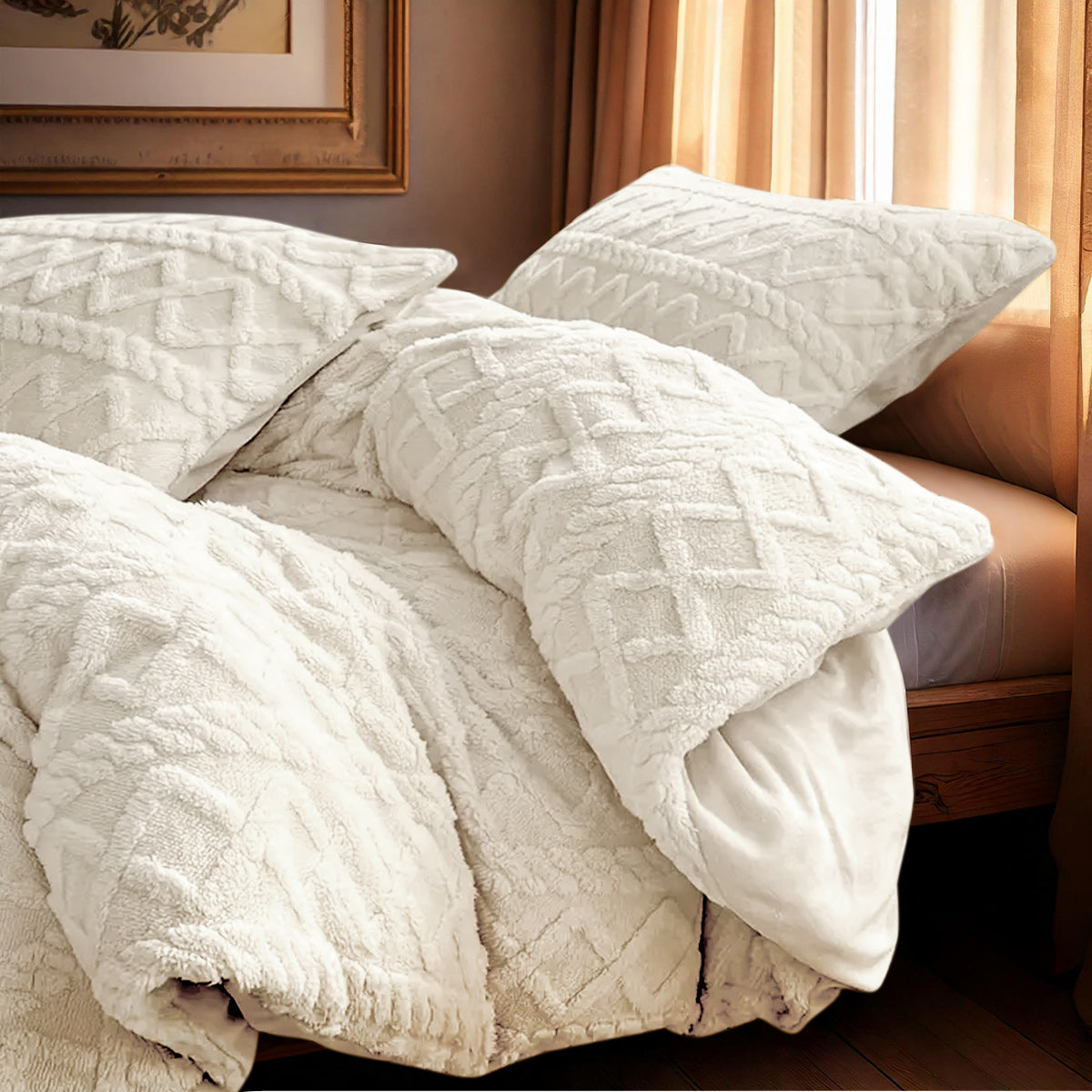 Dekbedovertrek Set Jacquard Teddy Whisper White