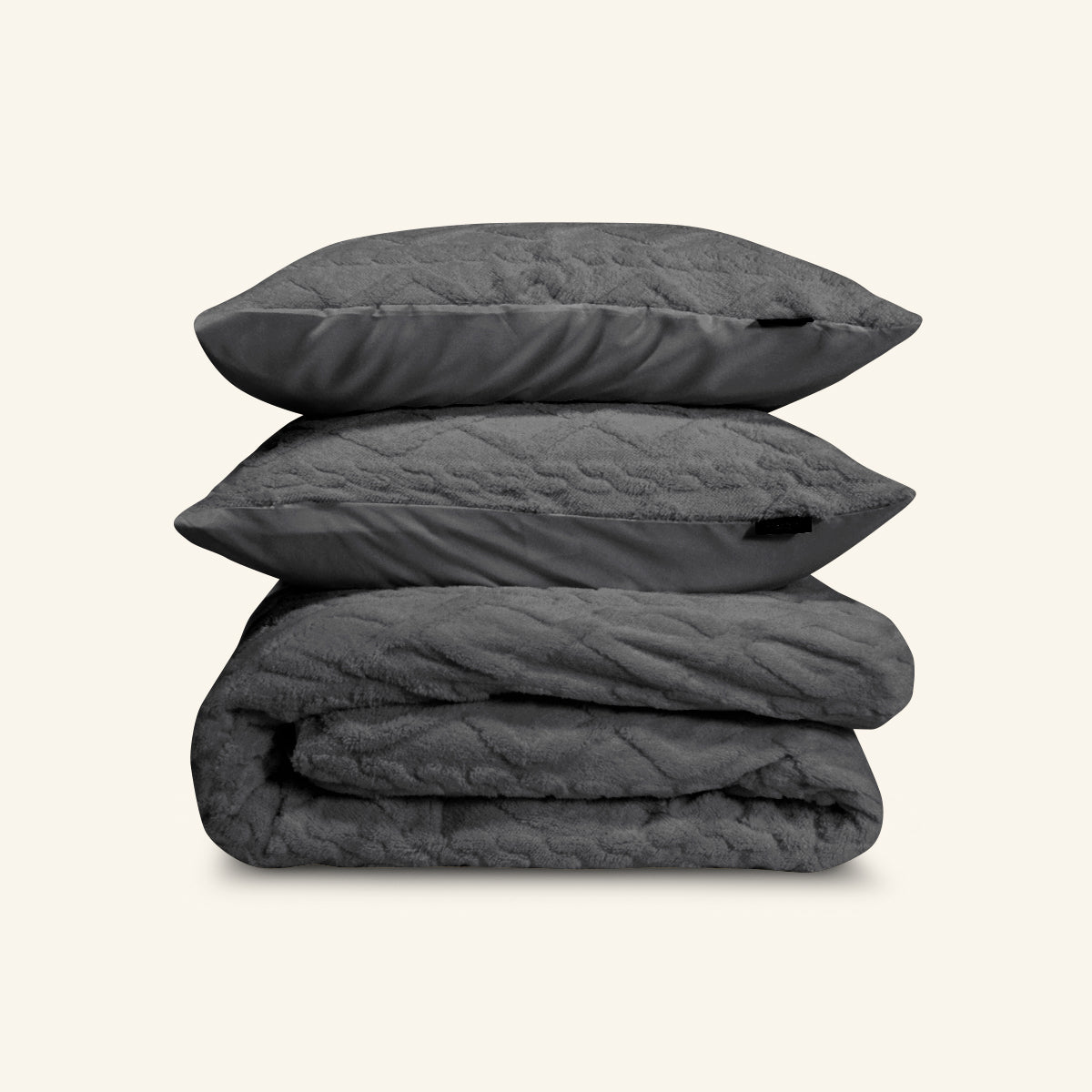 Dekbedovertrek Set Jacquard Teddy Antrhacite