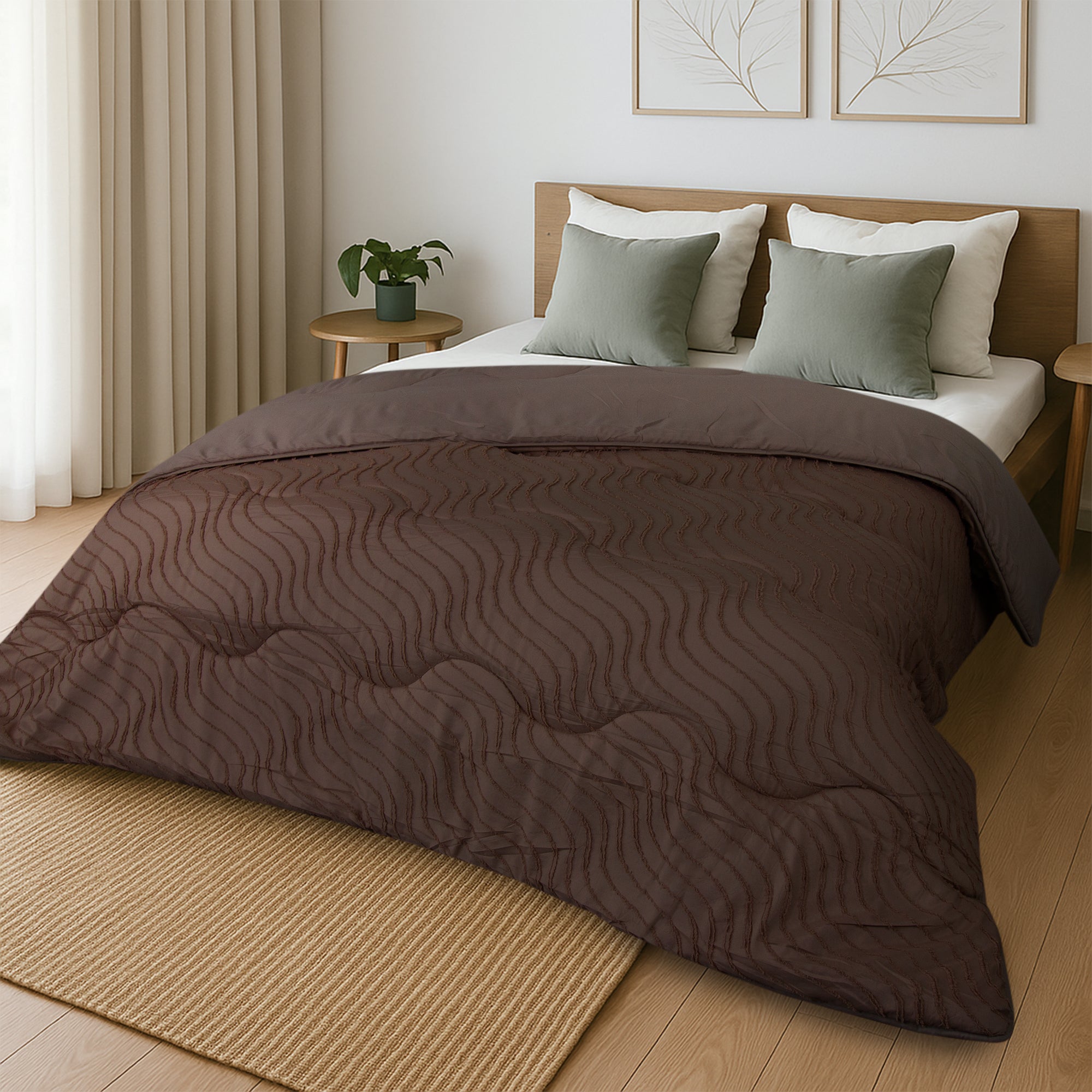 Dekbed Zonder Overtrek Japandi Waves Brown