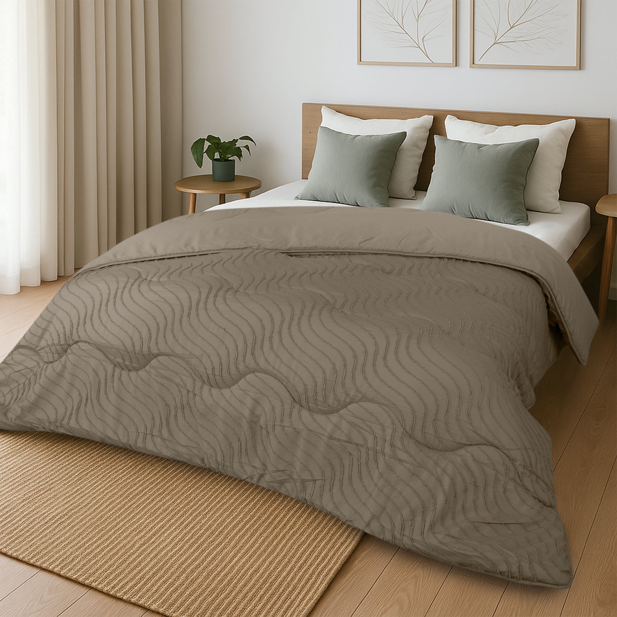 Dekbed Zonder Overtrek Japandi Waves Taupe