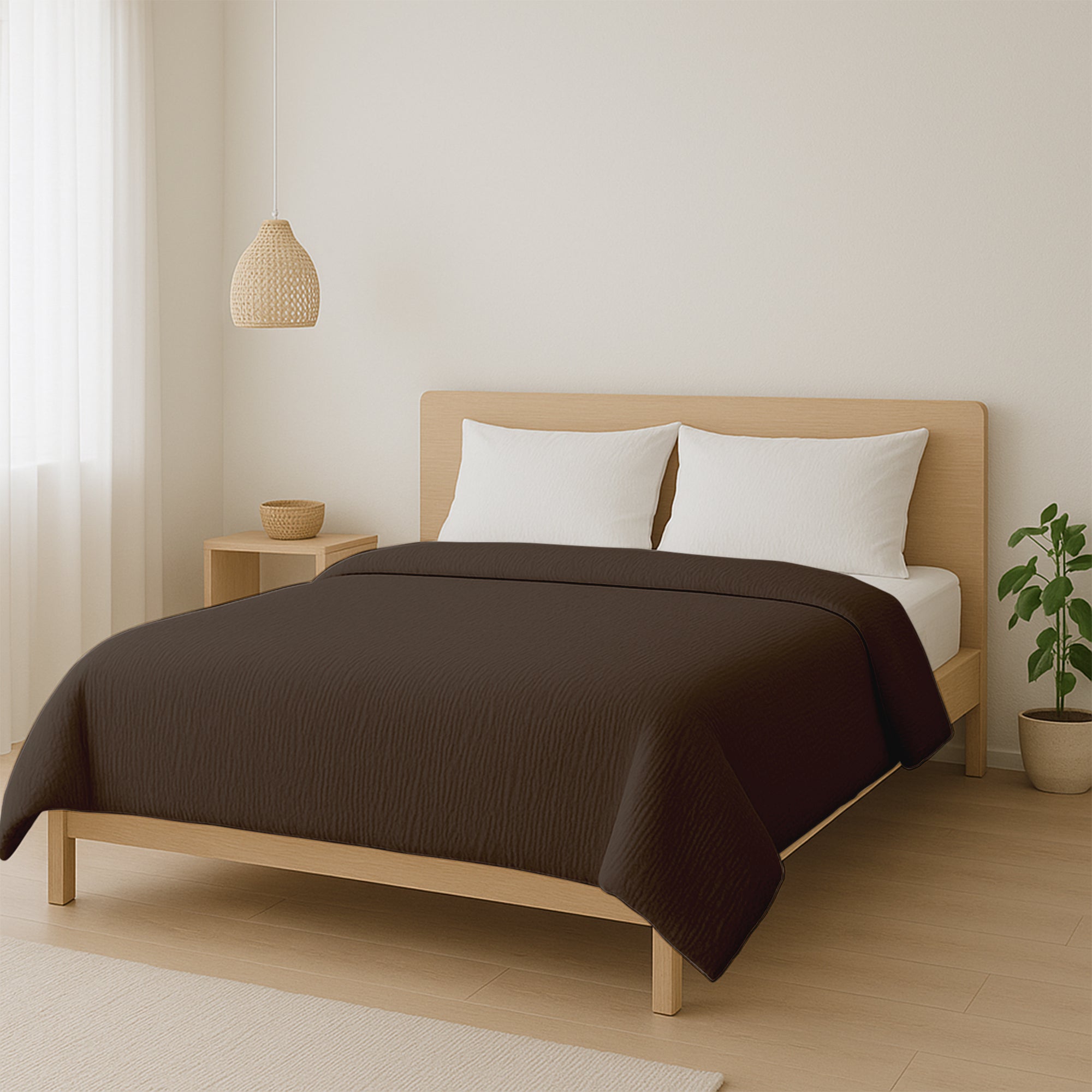Dekbed Zonder Overtrek Micro Mousseline Bruin