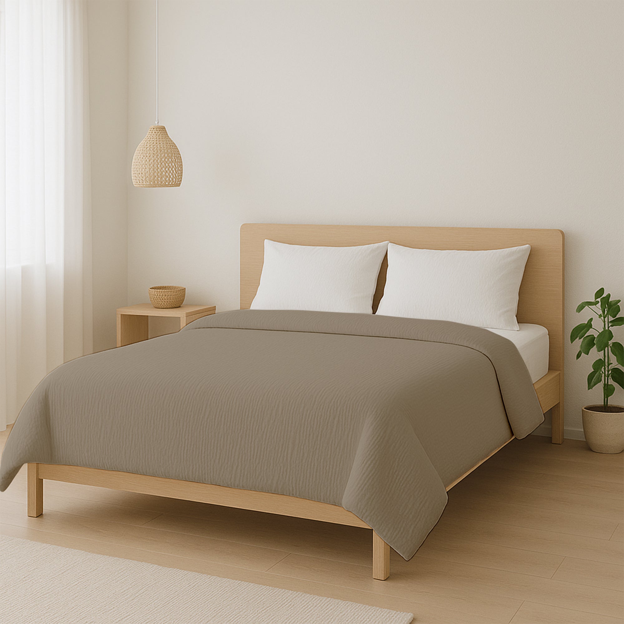 Dekbed Zonder Overtrek Micro Mousseline Taupe