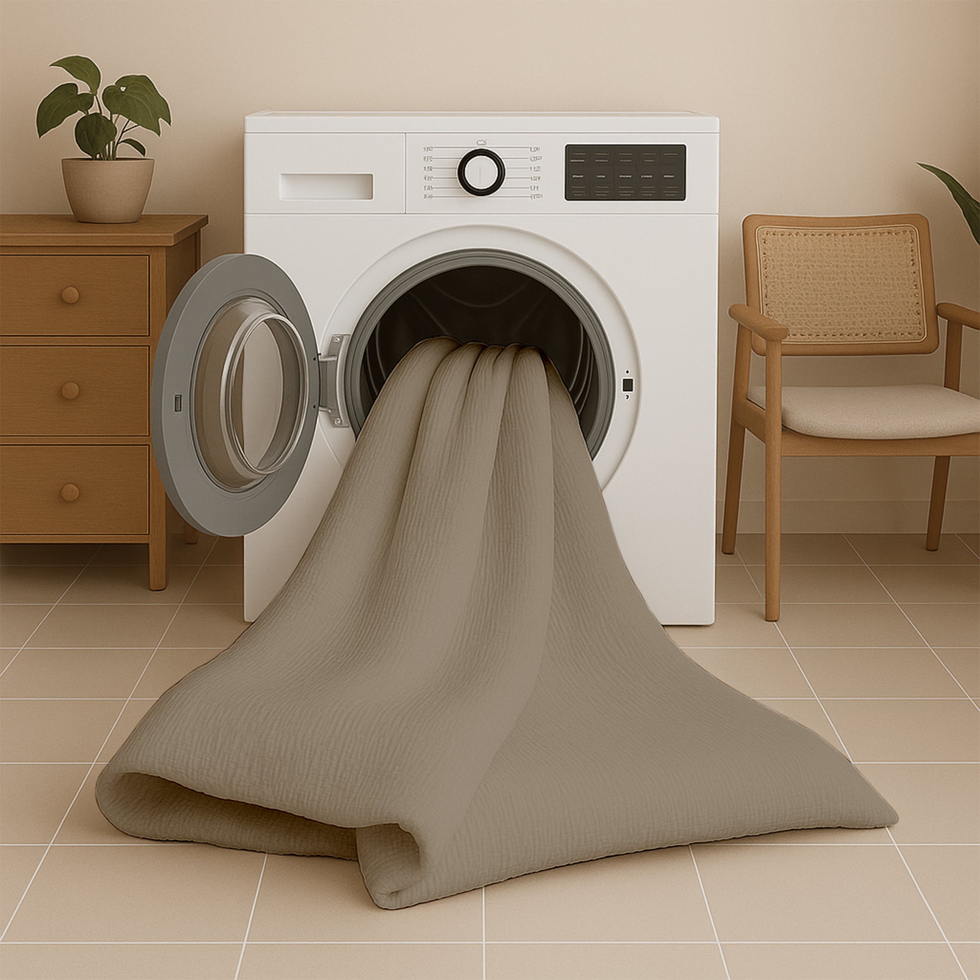 Dekbed Zonder Overtrek Micro Mousseline Taupe