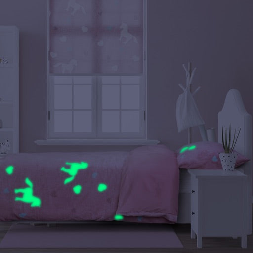 Dekbedovertrek Glow in the dark - Unicorn Roze
