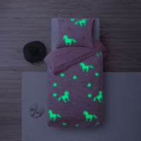 Dekbedovertrek Glow in the dark - Unicorn Roze
