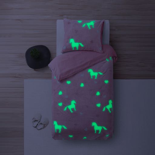 Dekbedovertrek Glow in the dark - Unicorn Roze