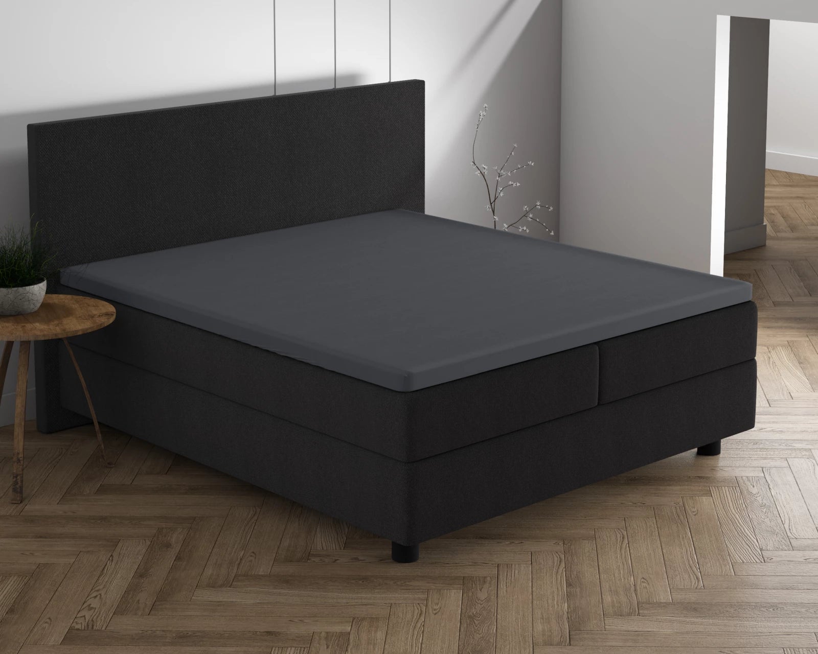 Dubbel Jersey Splittopper Hoeslaken Antraciet