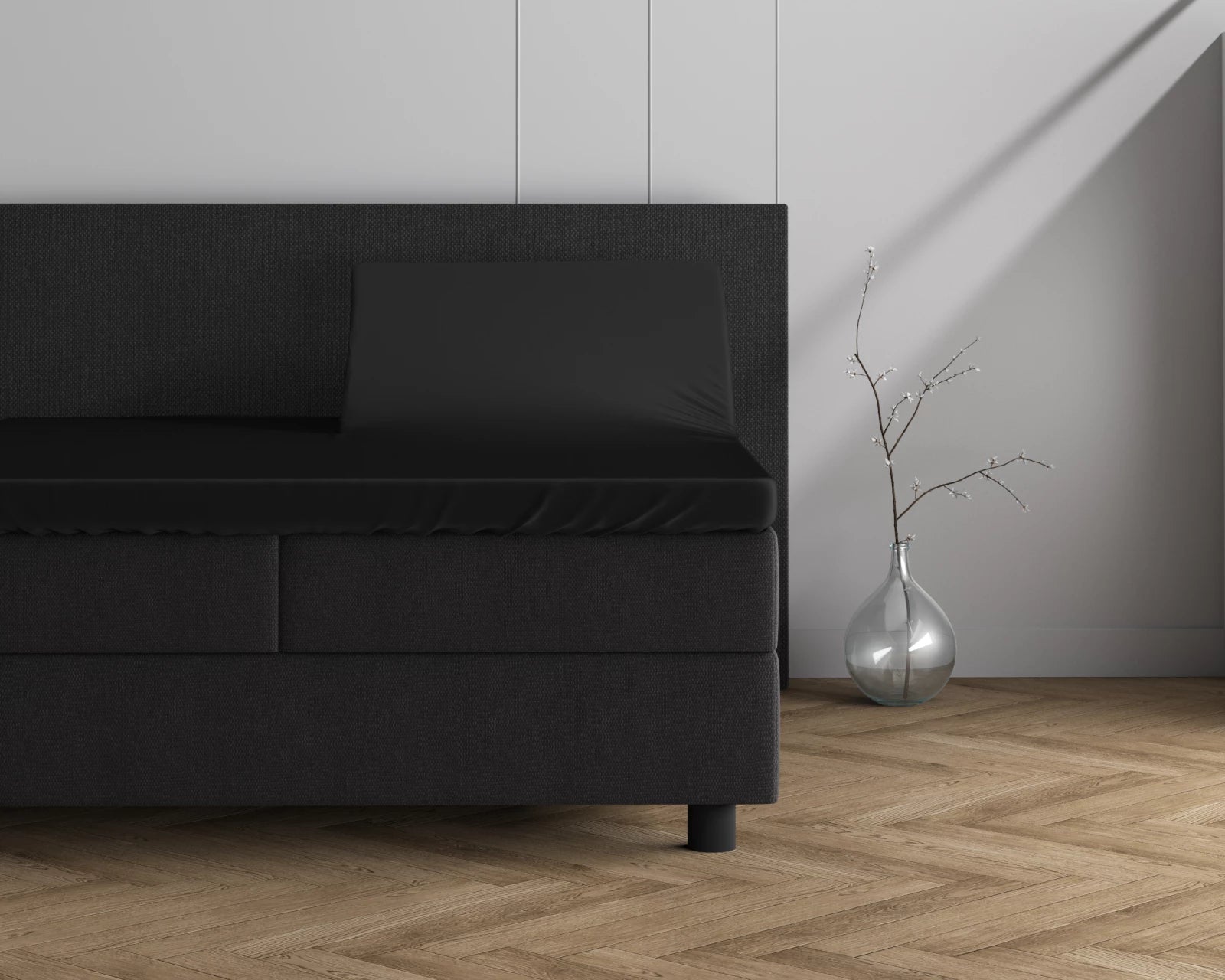 Dubbel Jersey Splittopper Hoeslaken Zwart