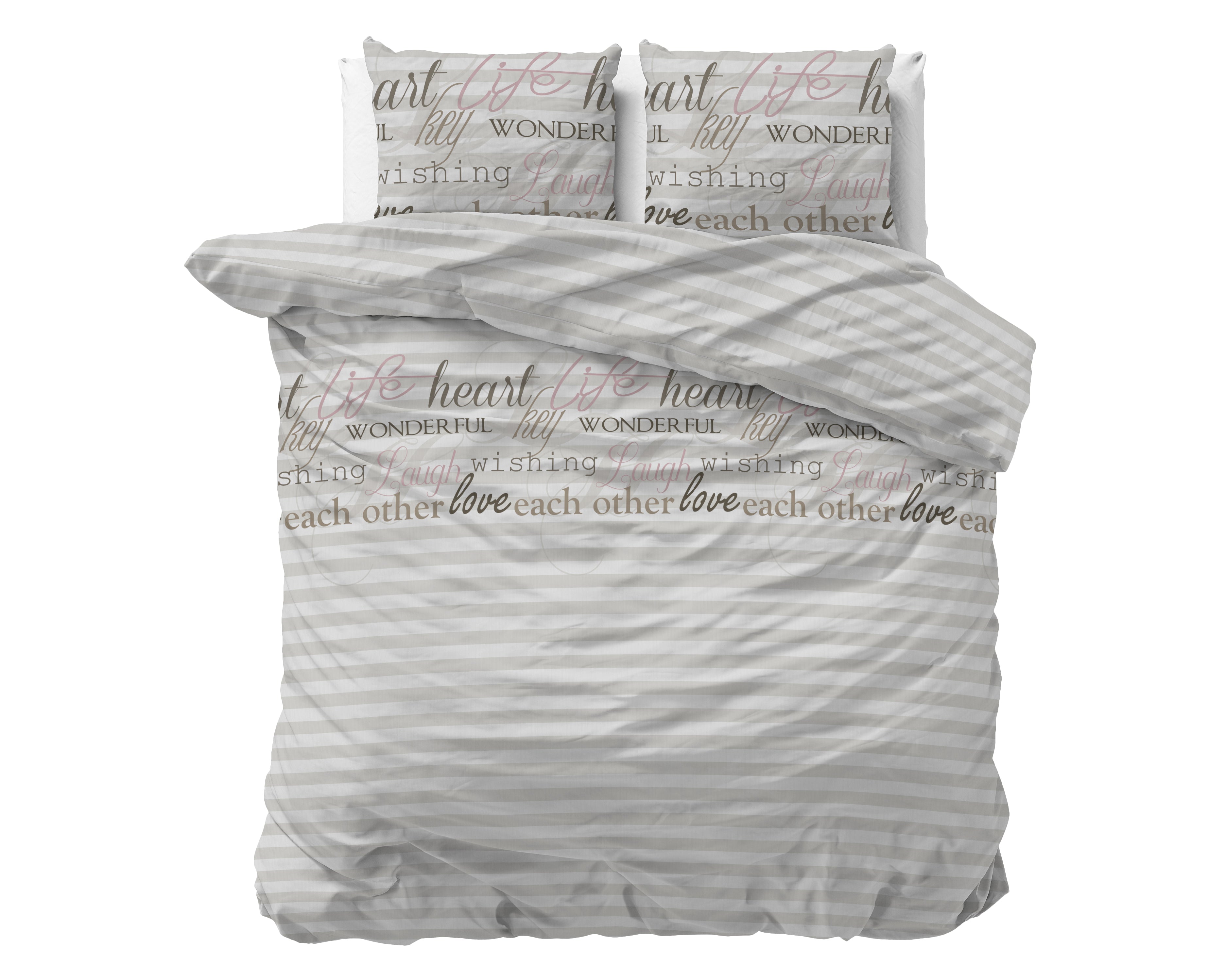 Dekbedovertrekset Pinky Words Roze