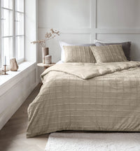 Dekbedovertrekset Faux Fur Check Beige
