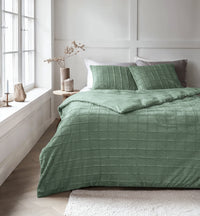 Dekbedovertrekset Faux Fur Check Donker Groen