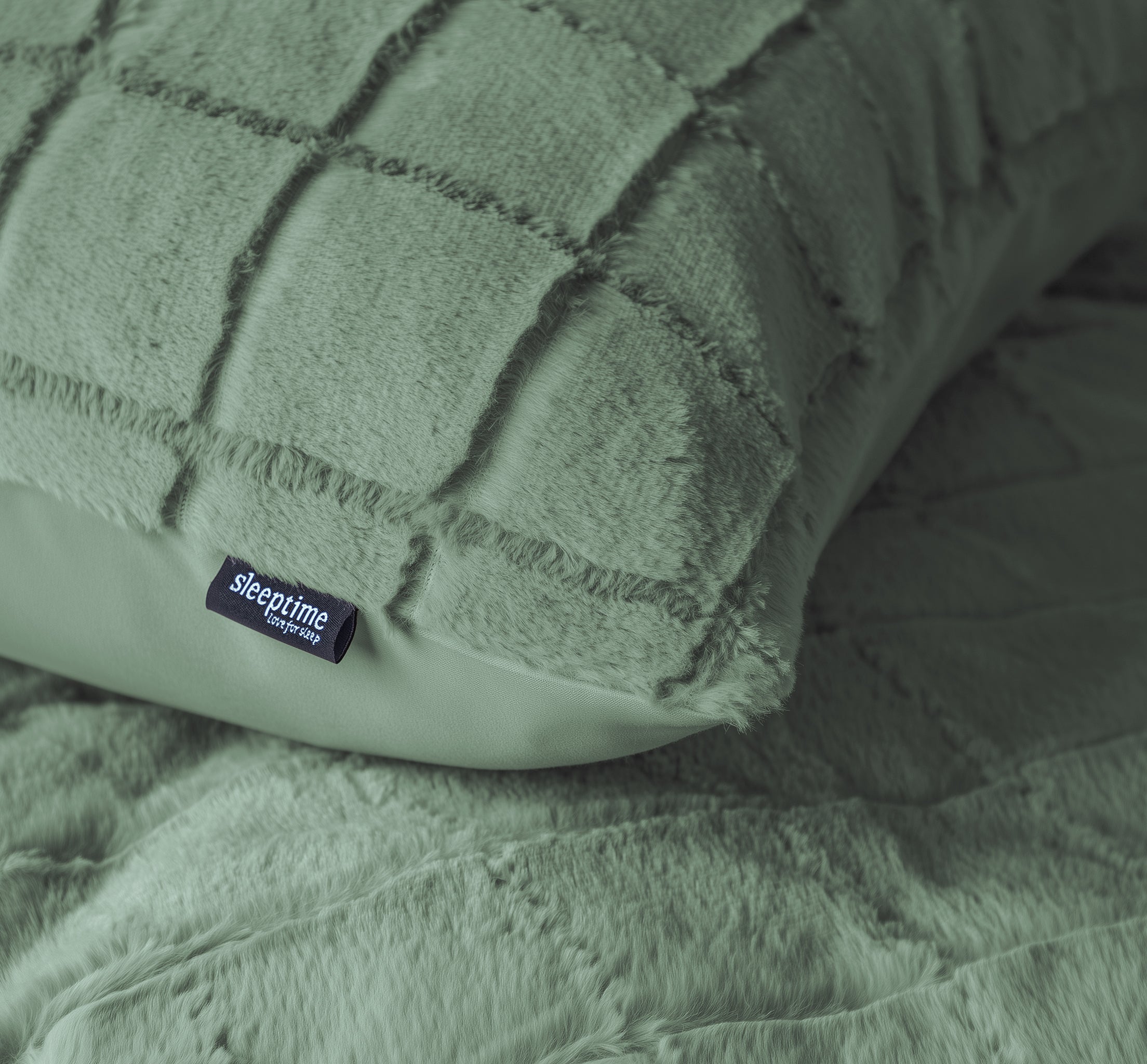 Dekbedovertrekset Faux Fur Check Donker Groen