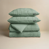 Dekbedovertrekset Faux Fur Check Donker Groen