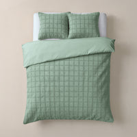 Dekbedovertrekset Faux Fur Check Donker Groen