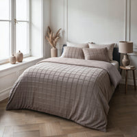Dekbedovertrekset Faux Fur Check Taupe