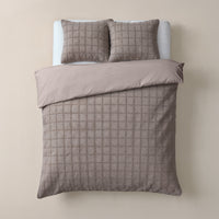 Dekbedovertrekset Faux Fur Check Taupe