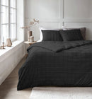 Dekbedovertrekset Faux Fur Check Zwart