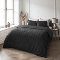 Dekbedovertrekset Faux Fur Check Zwart