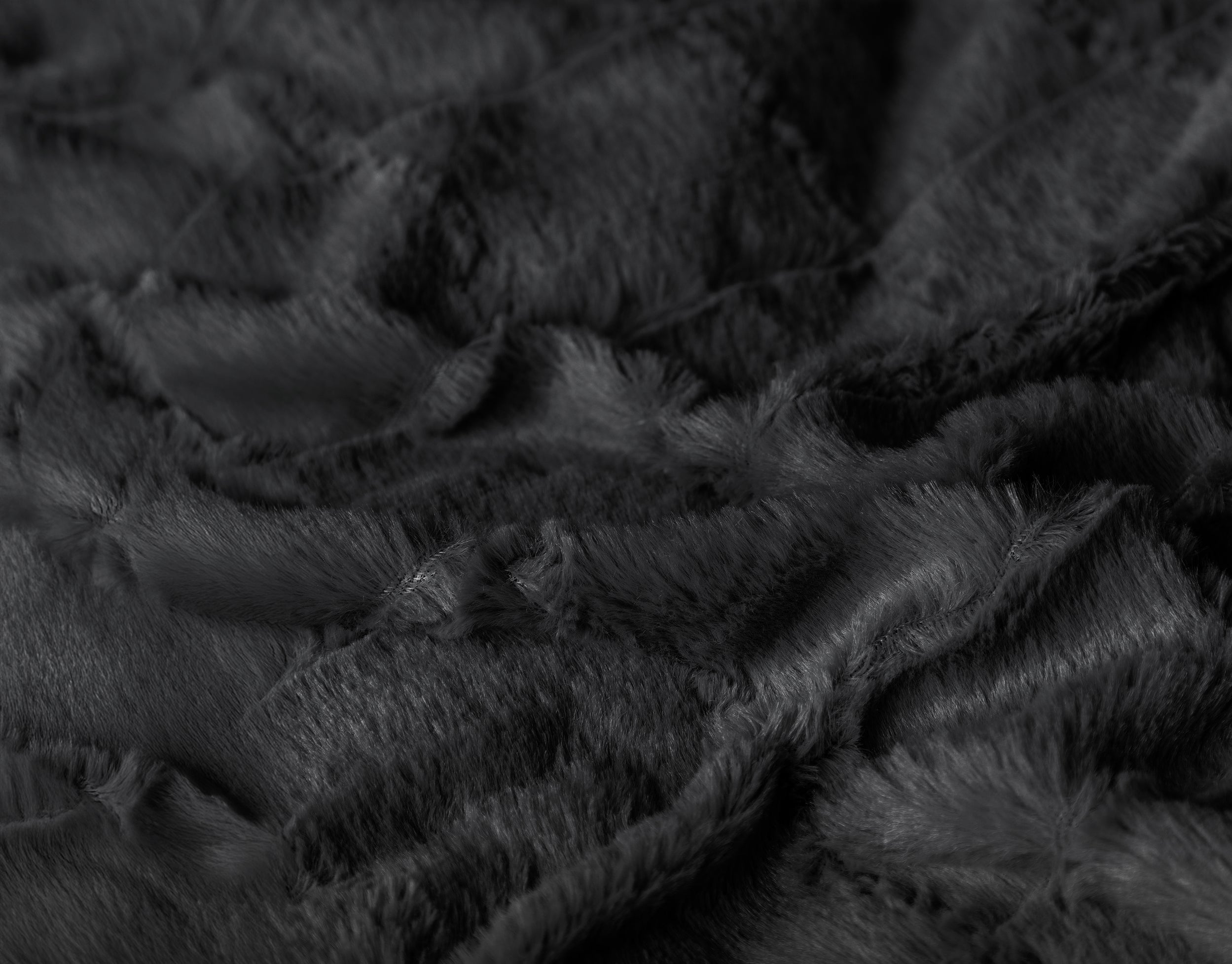 Dekbedovertrekset Faux Fur Check Zwart