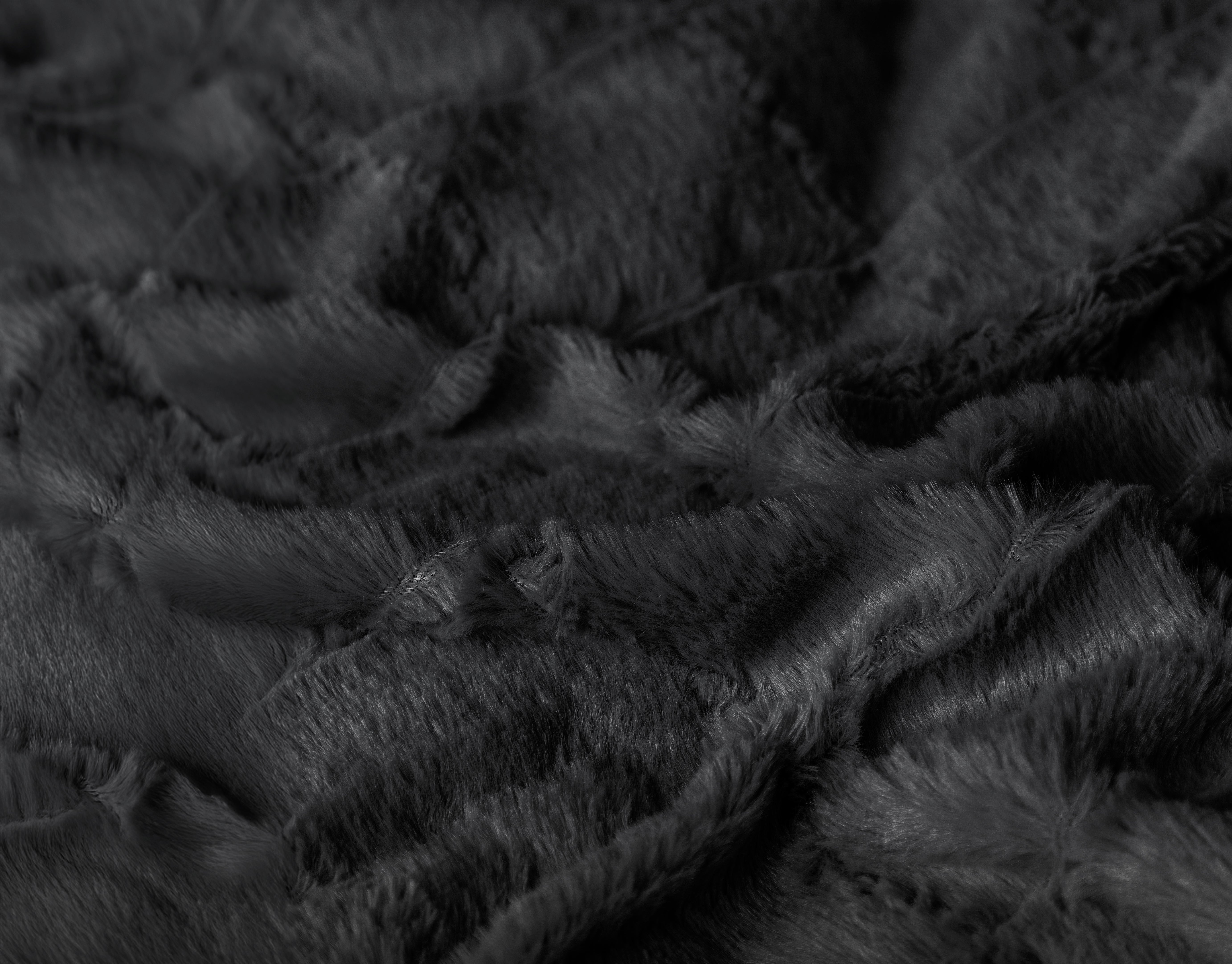 Dekbedovertrekset Faux Fur Check Zwart
